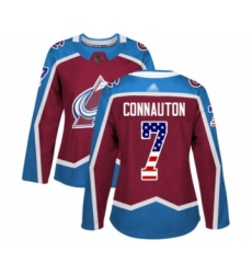 Women's Colorado Avalanche #7 Kevin Connauton Authentic Burgundy Red USA Flag Fashion Hockey Jersey