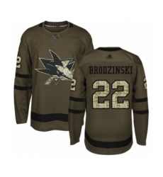 Men's San Jose Sharks #22 Jonny Brodzinski Authentic Green Salute to Service Hockey Jersey