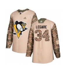 Men's Pittsburgh Penguins #34 Nathan Legare Authentic Green Salute to Service Hockey Jersey