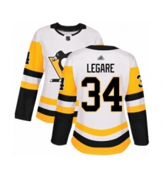 Women's Pittsburgh Penguins #34 Nathan Legare Authentic White Away Hockey Jersey
