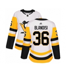 Women's Pittsburgh Penguins #36 Joseph Blandisi Authentic White Away Hockey Jersey