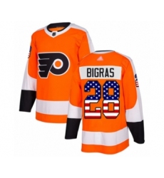 Youth Philadelphia Flyers #28 Chris Bigras Authentic Orange USA Flag Fashion Hockey Jersey