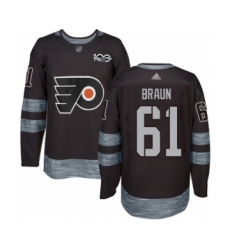 Men's Philadelphia Flyers #61 Justin Braun Authentic Black 1917-2017 100th Anniversary Hockey Jersey