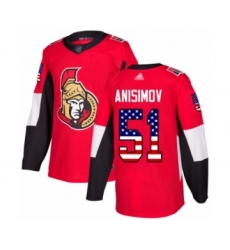 Youth Ottawa Senators #51 Artem Anisimov Authentic Red USA Flag Fashion Hockey Jersey