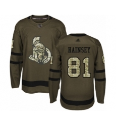 Men's Ottawa Senators #81 Ron Hainsey Authentic Green Salute to Service Hockey Jersey