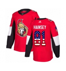 Men's Ottawa Senators #81 Ron Hainsey Authentic Red USA Flag Fashion Hockey Jersey