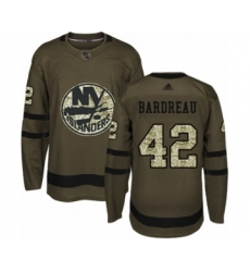 Men's New York Islanders #42 Cole Bardreau Authentic Green Salute to Service Hockey Jersey