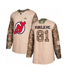 Men's New Jersey Devils #81 Michael Vukojevic Authentic Camo Veterans Day Practice Hockey Jersey