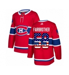 Youth Montreal Canadiens #59 Gianni Fairbrother Authentic Red USA Flag Fashion Hockey Jersey