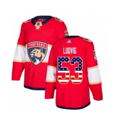 Youth Florida Panthers #53 John Ludvig Authentic Red USA Flag Fashion Hockey Jersey