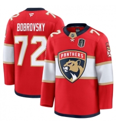 Men's Florida Panthers #72 Sergei Bobrovsky Red 2025 Stanley Cup Final Stitched Hockey Jersey