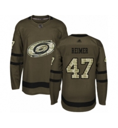 Men's Carolina Hurricanes #47 James Reimer Authentic Green Salute to Service Hockey Jersey