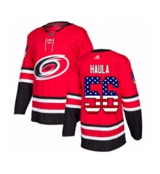 Youth Carolina Hurricanes #56 Erik Haula Authentic Red USA Flag Fashion Hockey Jersey