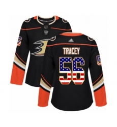 Women's Anaheim Ducks #56 Brayden Tracey Authentic Black USA Flag Fashion Hockey Jersey
