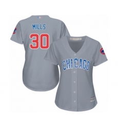 Women's Chicago Cubs #30 Alec Mills Authentic Grey Road Cool Base Baseball Player Jersey