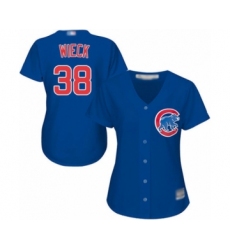 Women's Chicago Cubs #38 Brad Wieck Authentic Royal Blue Alternate Cool Base Baseball Player Jersey