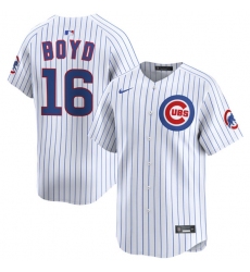 Men's Chicago Cubs #16 Matthew Boyd White Home Limited Stitched Baseball Jersey