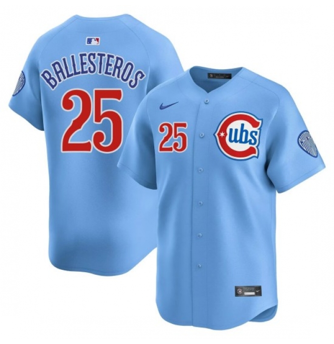 Men's Chicago Cubs #25 Moises ballesteros Blue 2024 25 2nd Alternate Limited Stitched Baseball Jersey