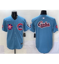 Men's Chicago Cubs Team Big Logo Blue 2025 Tokyo Series 2nd Alternate Limited Stitched Baseball Jersey