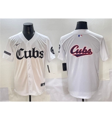 Men's Chicago Cubs Team Big Logo White 'Gothic North Side Edition' Vapor Premier Limited Stitched Baseball Jersey