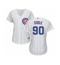Women's Chicago Cubs #90 Justin Steele Authentic White Home Cool Base Baseball Player Jersey