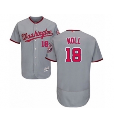 Men's Washington Nationals #18 Jake Noll Grey Road Flex Base Authentic Collection Baseball Player Jersey