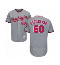 Men's Washington Nationals #60 Hunter Strickland Grey Road Flex Base Authentic Collection Baseball Player Jersey