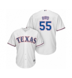 Youth Texas Rangers #55 Kyle Bird Authentic White Home Cool Base Baseball Player Jersey