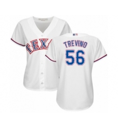 Women's Texas Rangers #56 Jose Trevino Authentic White Home Cool Base Baseball Player Jersey