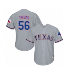 Youth Texas Rangers #56 Jose Trevino Authentic Grey Road Cool Base Baseball Player Jersey