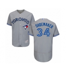 Men's Toronto Blue Jays #34 Matt Shoemaker Grey Road Flex Base Authentic Collection Baseball Player Jersey