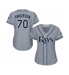 Women's Tampa Bay Rays #70 Nick Anderson Authentic Grey Road Cool Base Baseball Player Jersey