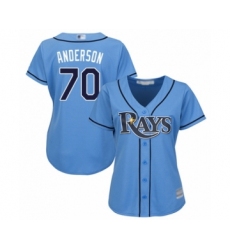 Women's Tampa Bay Rays #70 Nick Anderson Authentic Light Blue Alternate 2 Cool Base Baseball Player Jersey