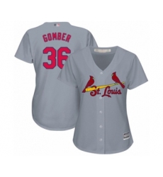 Women's St. Louis Cardinals #36 Austin Gomber Authentic Grey Road Cool Base Baseball Player Jersey
