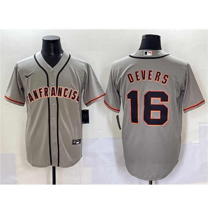 Men's San Francisco Giants #16 Rafael Devers Gray Cool Base Stitched Baseball Jersey