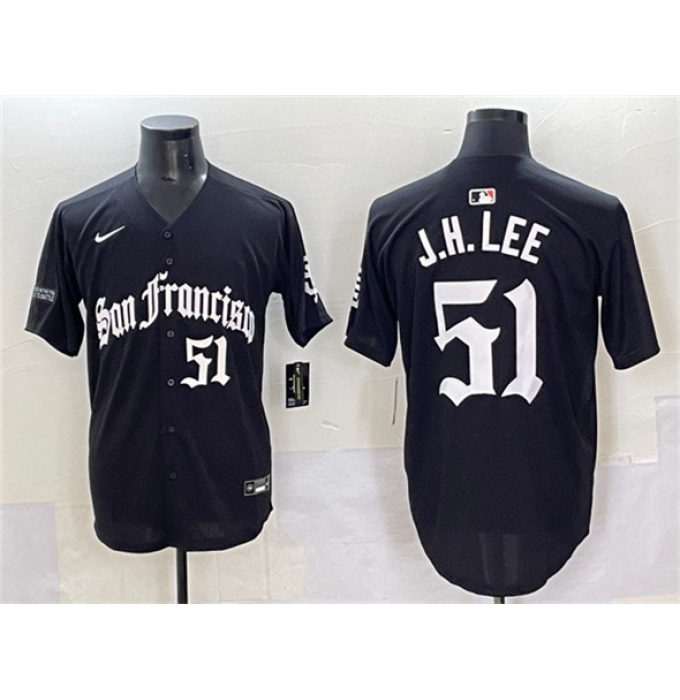 Men's San Francisco Giants #51 Jung Hoo Lee Black 'Gothic Fog Edition' Vapor Premier Limited Stitched Baseball Jersey