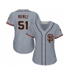 Women's San Francisco Giants #51 Conner Menez Authentic Grey Road 2 Cool Base Baseball Player Jersey