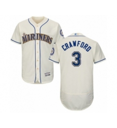 Men's Seattle Mariners #3 J.P. Crawford Cream Alternate Flex Base Authentic Collection Baseball Player Jersey
