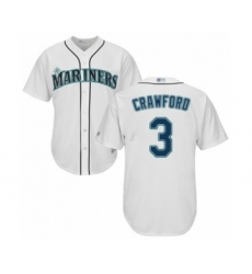 Youth Seattle Mariners #3 J.P. Crawford Authentic White Home Cool Base Baseball Player Jersey