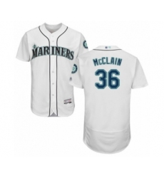 Men's Seattle Mariners #36 Reggie McClain White Home Flex Base Authentic Collection Baseball Player Jersey