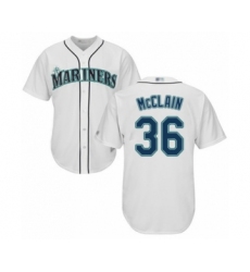 Youth Seattle Mariners #36 Reggie McClain Authentic White Home Cool Base Baseball Player Jersey