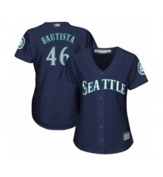 Women's Seattle Mariners #46 Gerson Bautista Authentic Navy Blue Alternate 2 Cool Base Baseball Player Jersey