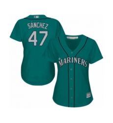 Women's Seattle Mariners #47 Ricardo Sanchez Authentic Teal Green Alternate Cool Base Baseball Player Jersey