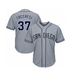 Women's San Diego Padres #37 Joey Lucchesi Authentic Grey Road Cool Base Baseball Player Jersey