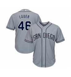 Men's San Diego Padres #46 Eric Lauer Authentic Grey Road Cool Base Baseball Player Jersey