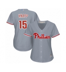 Women's Philadelphia Phillies #15 Andrew Knapp Authentic Grey Road Cool Base Baseball Player Jersey