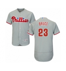 Men's Philadelphia Phillies #23 Jay Bruce Grey Road Flex Base Authentic Collection Baseball Player Jersey