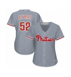 Women's Philadelphia Phillies #52 Jose Alvarez Authentic Grey Road Cool Base Baseball Player Jersey