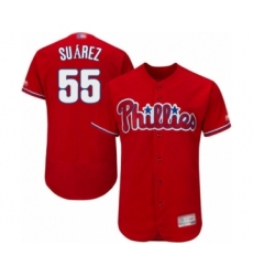 Men's Philadelphia Phillies #55 Ranger Suarez Red Alternate Flex Base Authentic Collection Baseball Player Jersey
