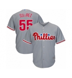 Youth Philadelphia Phillies #55 Ranger Suarez Authentic Grey Road Cool Base Baseball Player Jersey